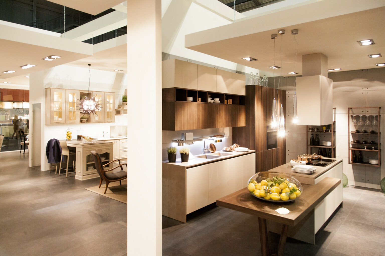 a kitchen with a large bowl of lemons